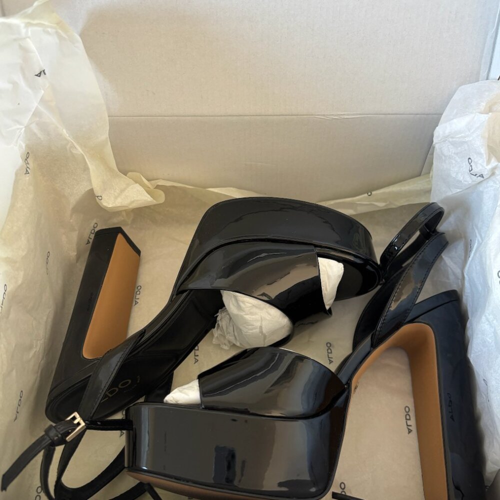 ALDO Pillow Walk Black Platform 5-Inch Heels - Picture 7 of 9